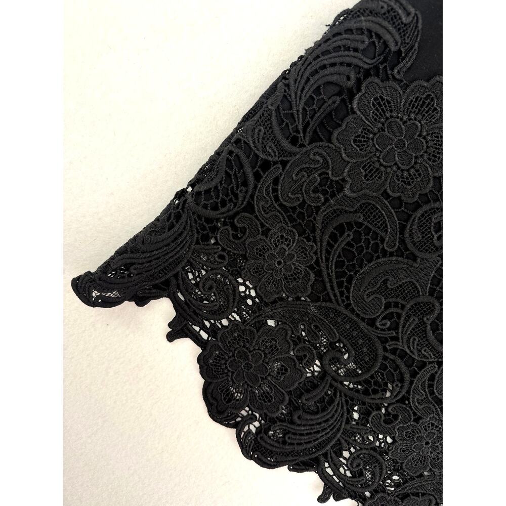 Haute Monde Black Lace Hem Pencil Skirt Business Office Dress Holiday L